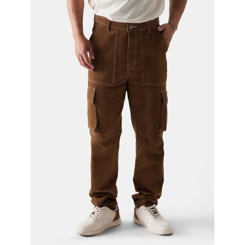Buy The Souled Store Original Solids Mens Khaki Cargo Pants Online