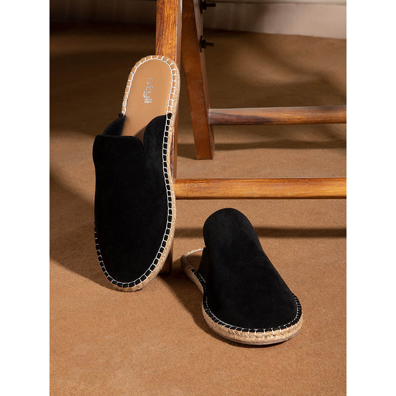 Styli Mens Black Faux Suede Mule Espadrilles (EURO 42)