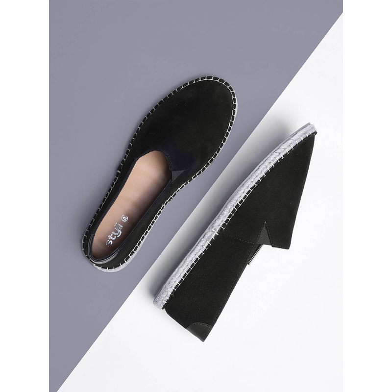 Styli Mens Black Faux Suede Espadrilles (EURO 42)