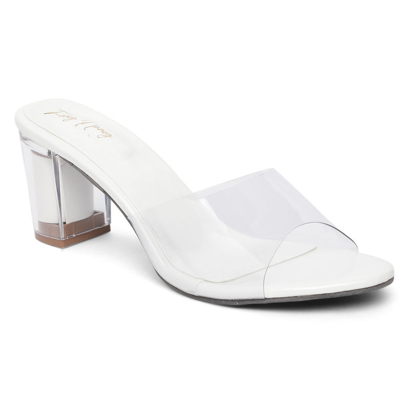Dapper Feet Clear-Heel-Mules-White (EURO 39)