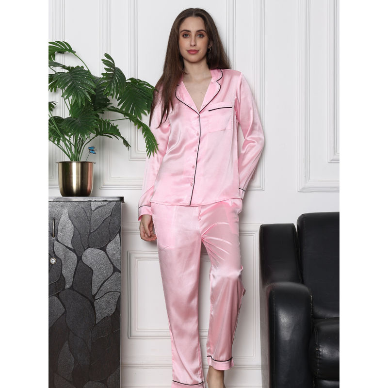 Slumber Jill Pink Quartz Button Through Collared Shirt & Pyjama (Set of 2) (XL)