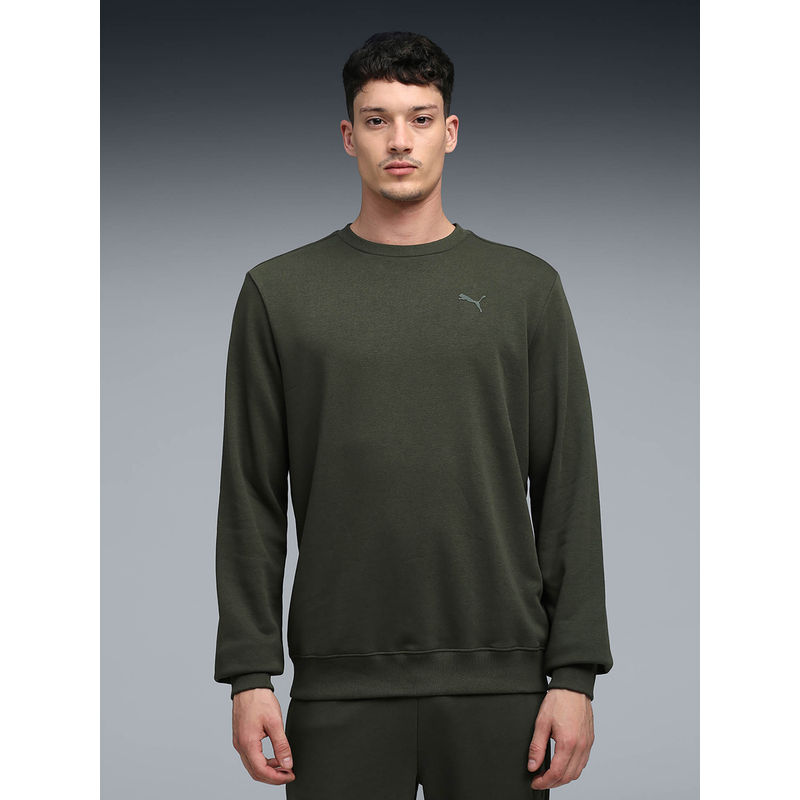 Puma Green Essentials Logo Men’S Regular Fit Crew Sweatshirt (XL)