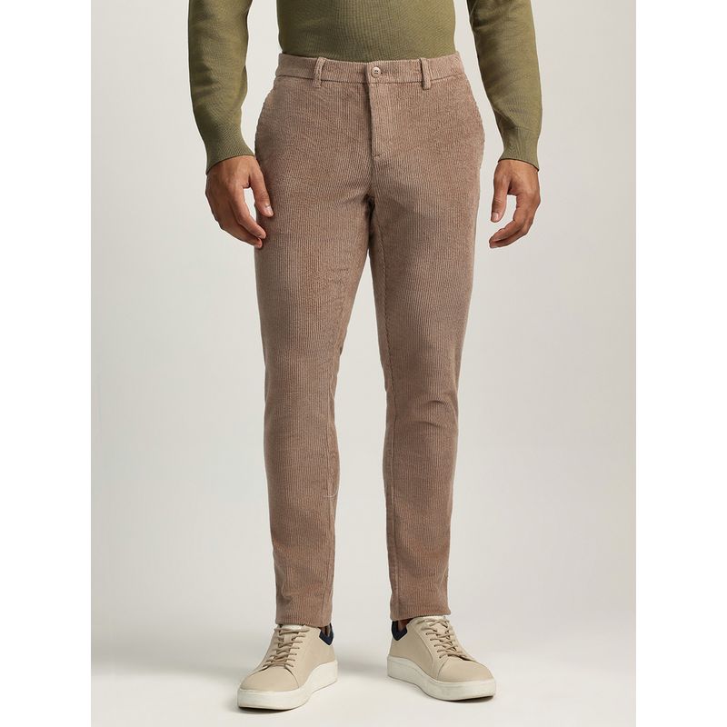 Bruun & Stengade Men Brown Solid Mid Rise Regular Fit Corduroy Pant (30)