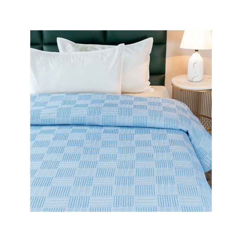 Saral Home Blue Pure Cotton Bedsheet & 2 Pillow Covers (Queen)