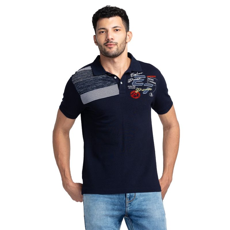 Dark Green Regular Fit Men's Polo T-Shirt by Being Human Clothing main image 1