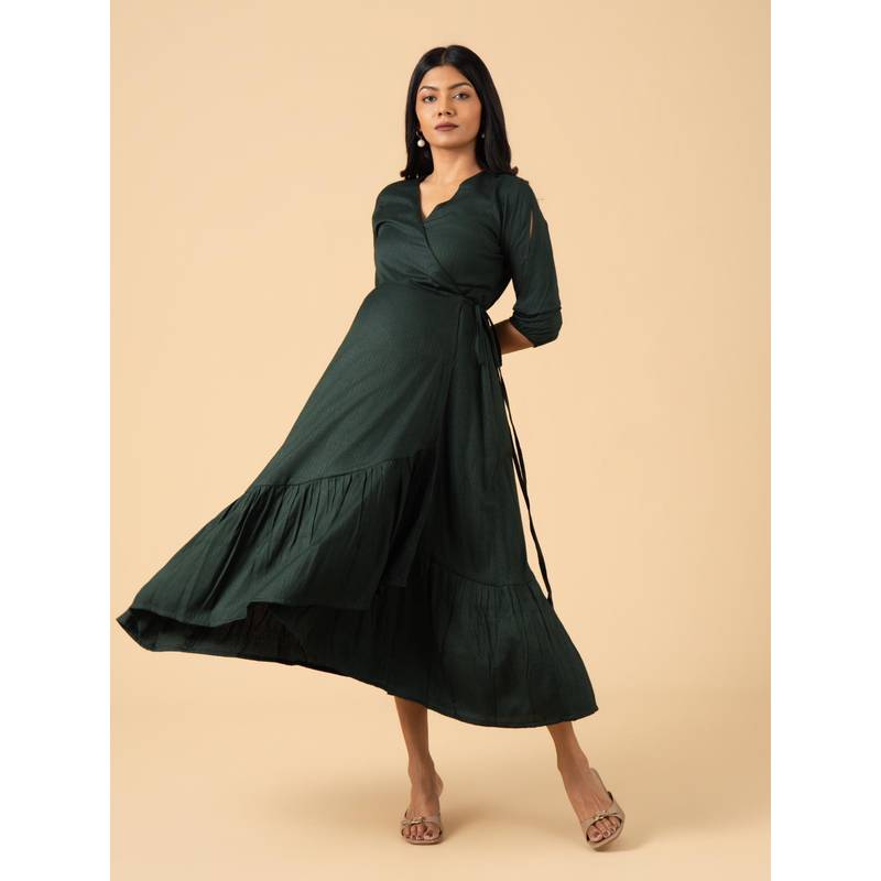 The Mom Store Forest Whisper Maternity Wrap Dress (S)