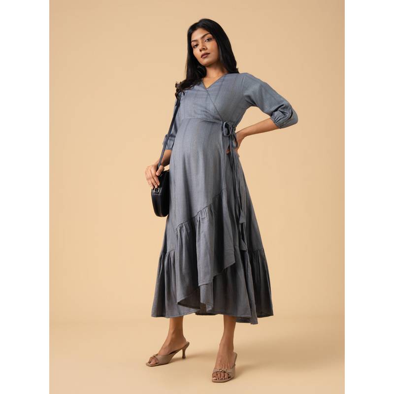 The Mom Store Gentle Ash Maternity Wrap Dress (S)