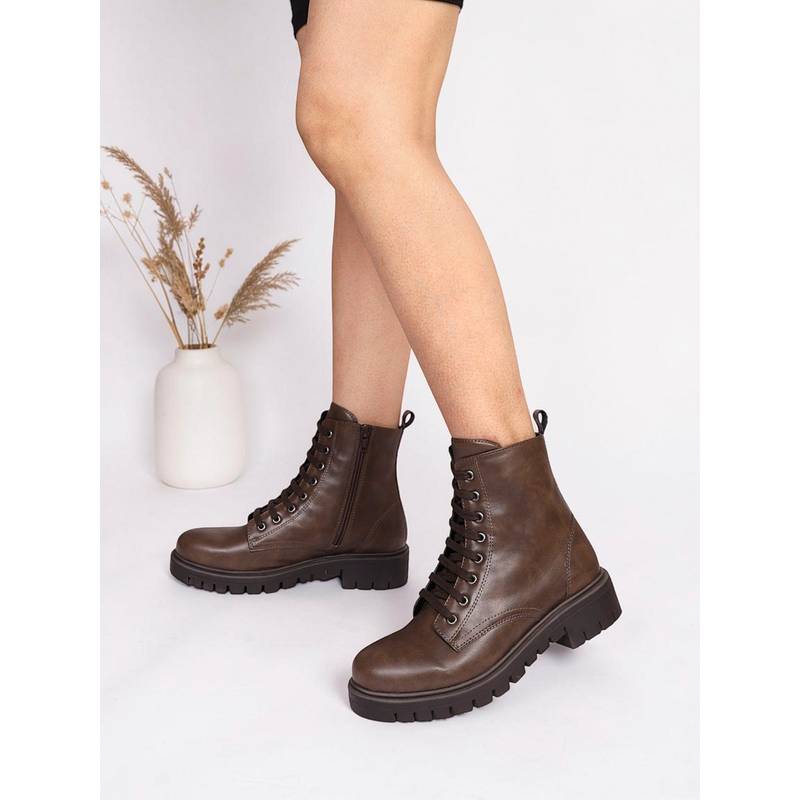 Truffle Collection Women Brown Solid Casual Boots (UK 3)