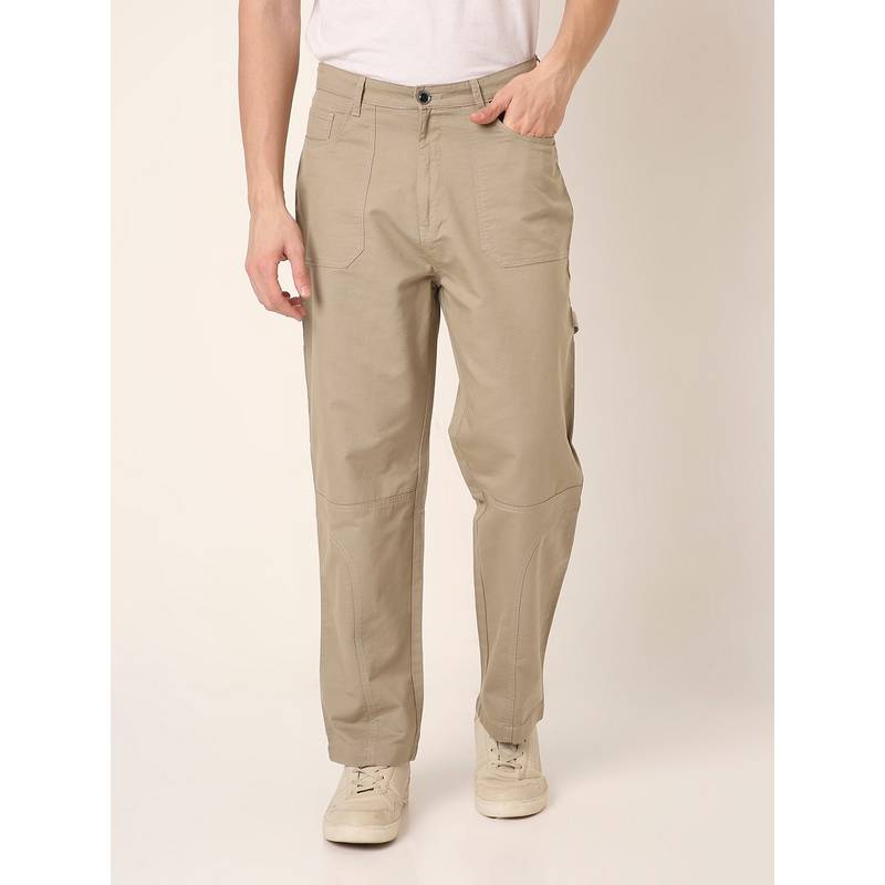 BLNK Beige Straight Fit Utility Pocket Pant (32)