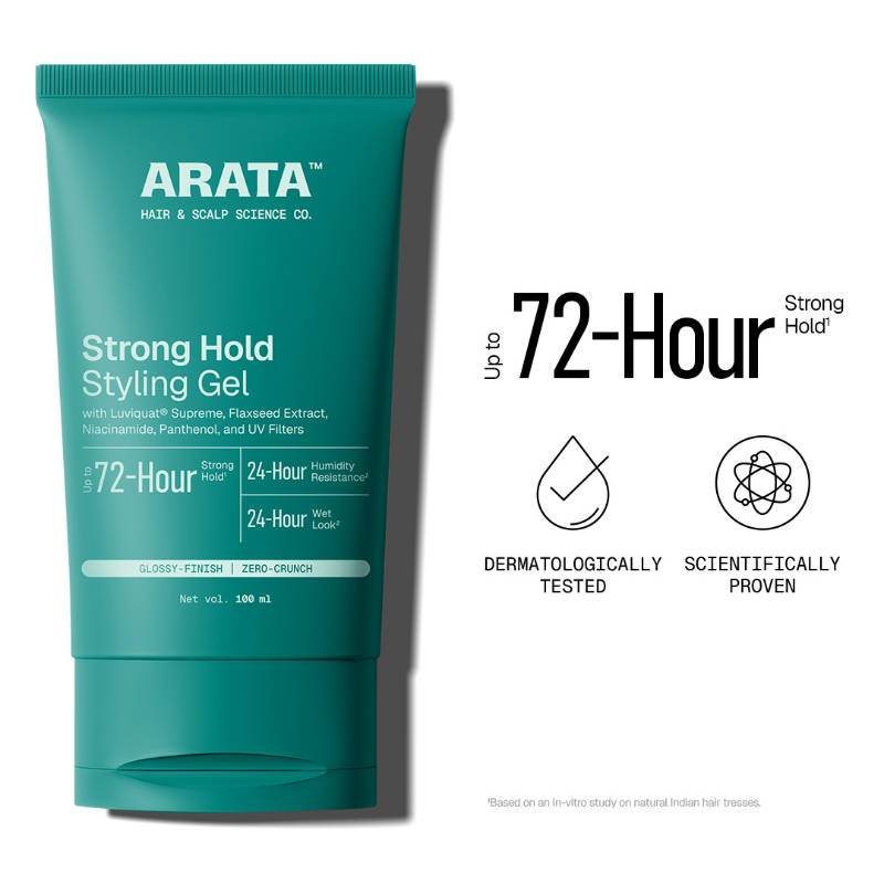 Arata Flax Seed Extract Styling Hair Gel, Medium-to-Strong Hold, Sleek Slicked-Back Styles