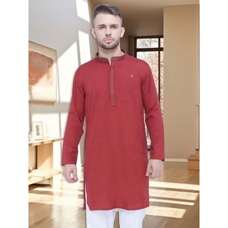 KUONS AVENUE Red Festive Long Kurta (M)