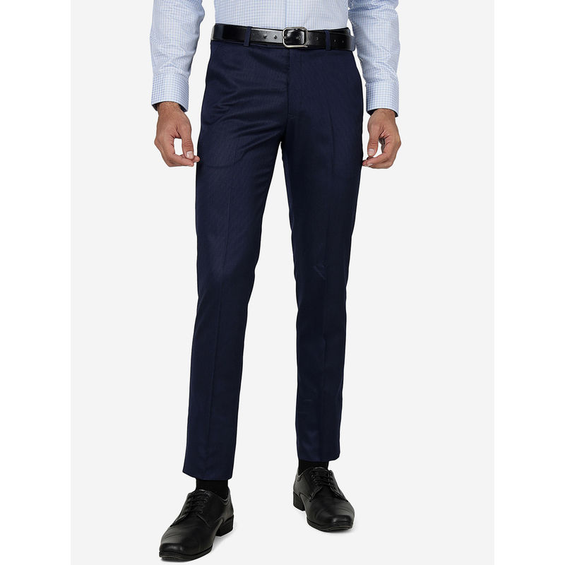 Metal Men's Terry Rayon Solid Royal Blue Slim Fit Formal Trouser (36)