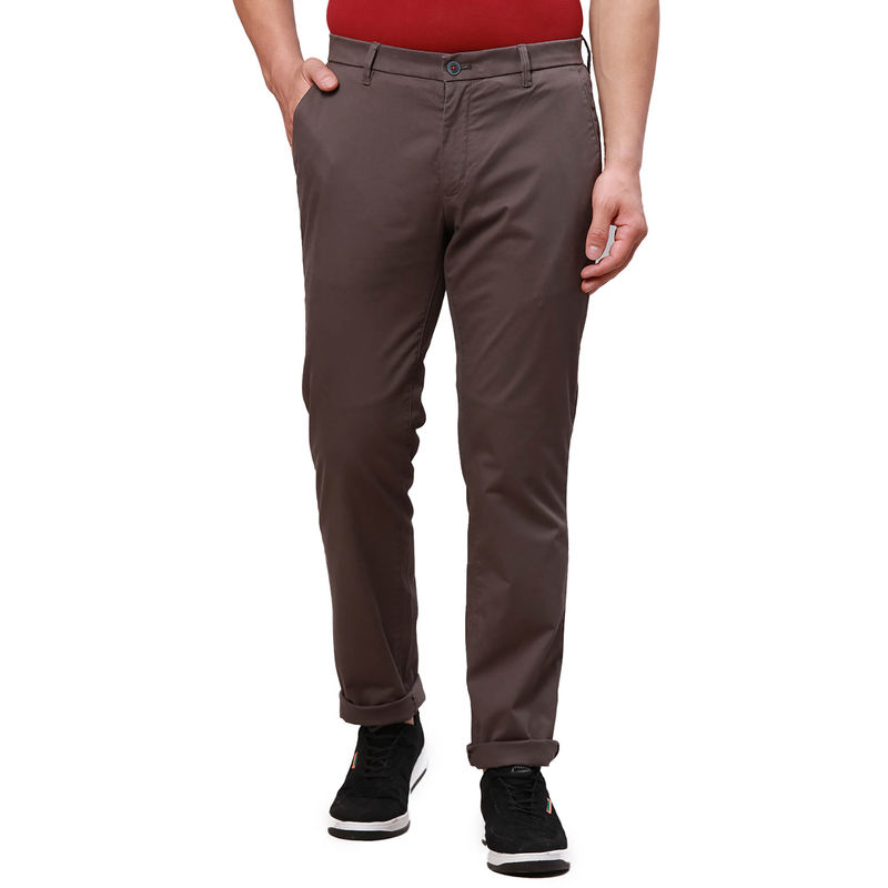 Raymond Comfortable Fit Solid Brown Trouser (34)