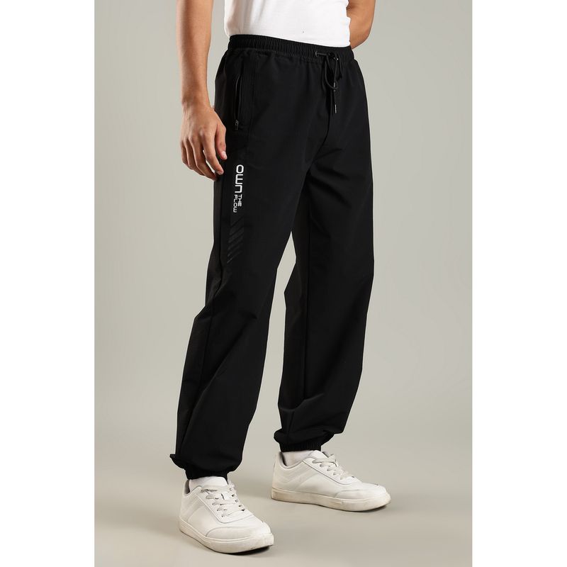 DOMIN8 Men Textured Fabric Boxy Black Joggers (S)