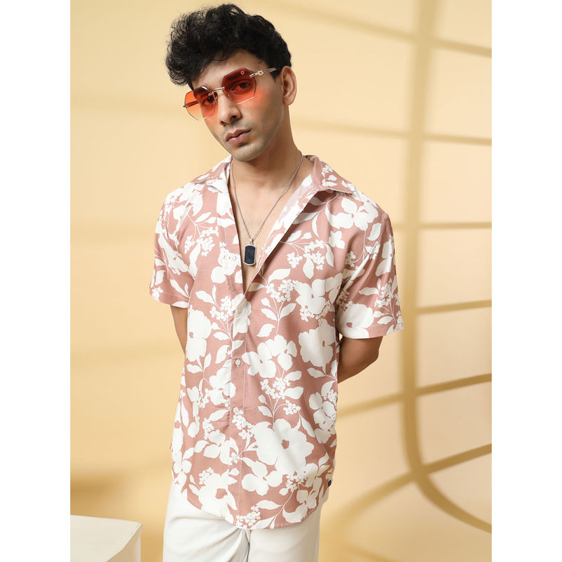 RIGO Men Peach Floral Shirt (S)
