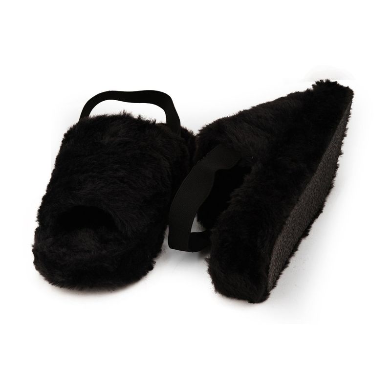 Zori World Storm- Solid Black Faux Fur Sandals (EURO 37)
