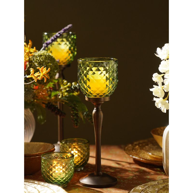 Pure Home + Living Green Diamond Cut Hurricane (L)