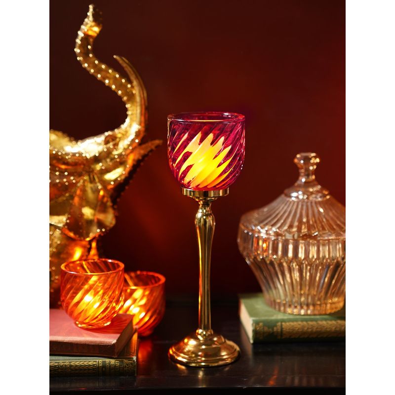 Pure Home + Living Red Swirl Textured Hurricane (L)