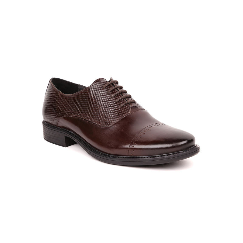 MASABIH Genuine Leather Brown Laceup Oxford Shoes (EURO 40)