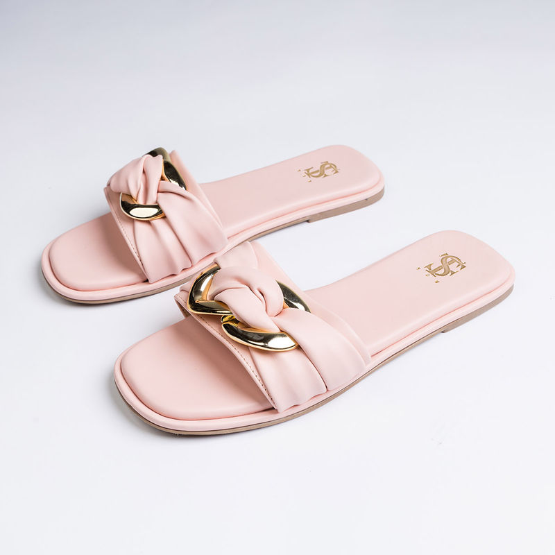 Shoe that fits you Solid Baby Pink Sliders (EURO 38)