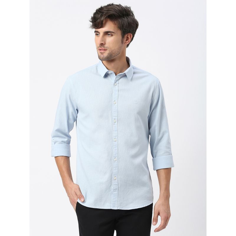 Dragon Hill Full Sleeves Sky Blue Linen Shirt (S)