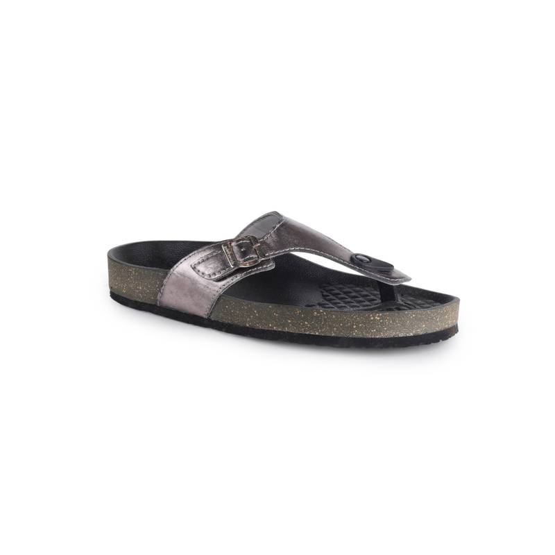 SOLETHREADS Women Silver Casual Comfort Sandals (UK 5)
