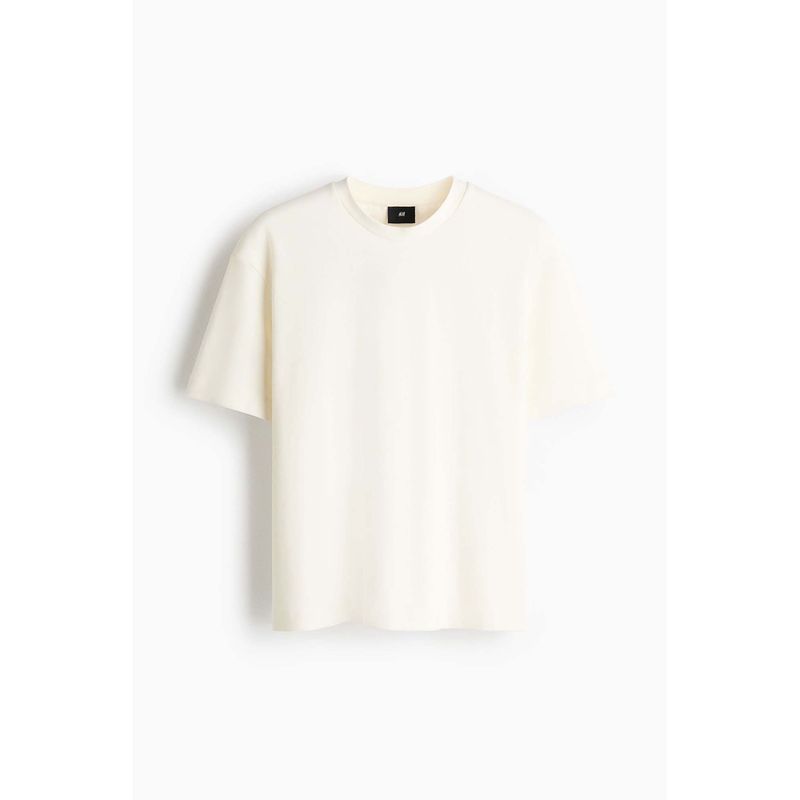 H&M Men White Loose Fit Interlock T-Shirt (XL)