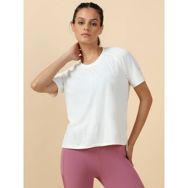 Fitkin Women White Ultra Breathe Back Mesh Panel T-Shirt (XS)