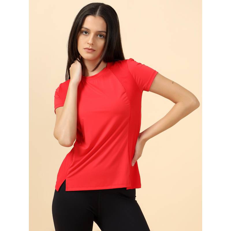 Fitkin Women Red Active T-Shirt (S)