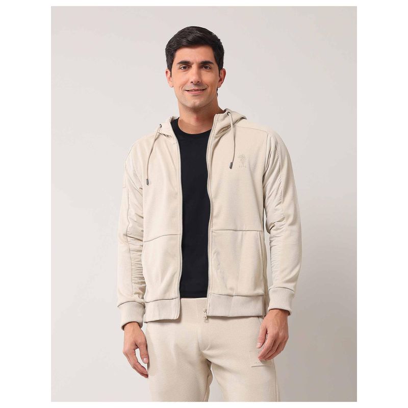 U.S. Polo Assn. Denim Co. Solid/Plain Beige Full Sleeves Hoodie (2XL)