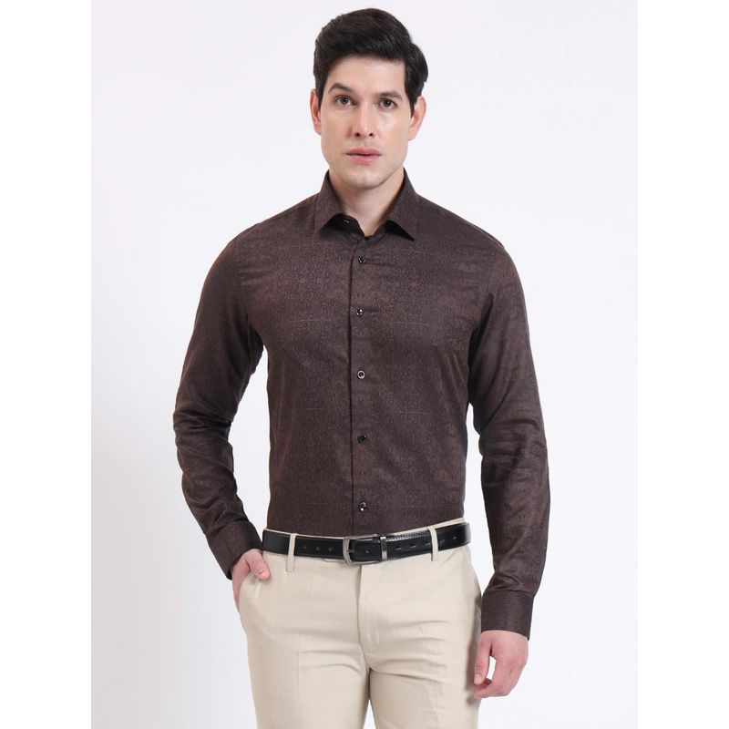 Wyre Brown Solid Party Wear Shirt (42)