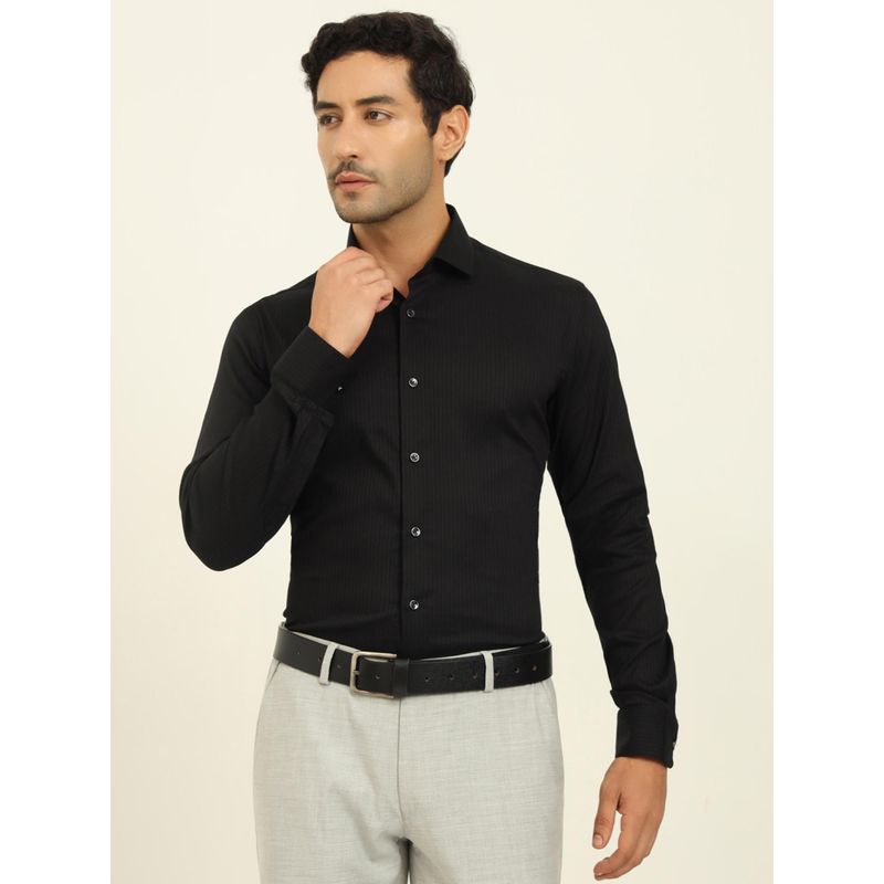 Wyre Black Striped Party Wear Shirt (38)