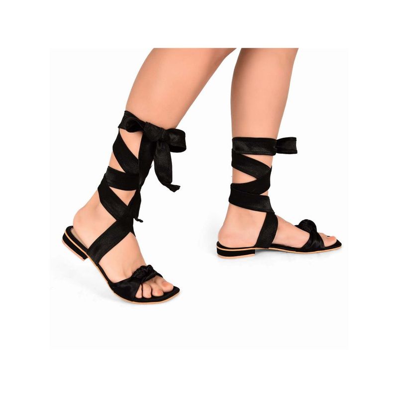 Buy Sole House Plain Satin Tie Up Flats Online