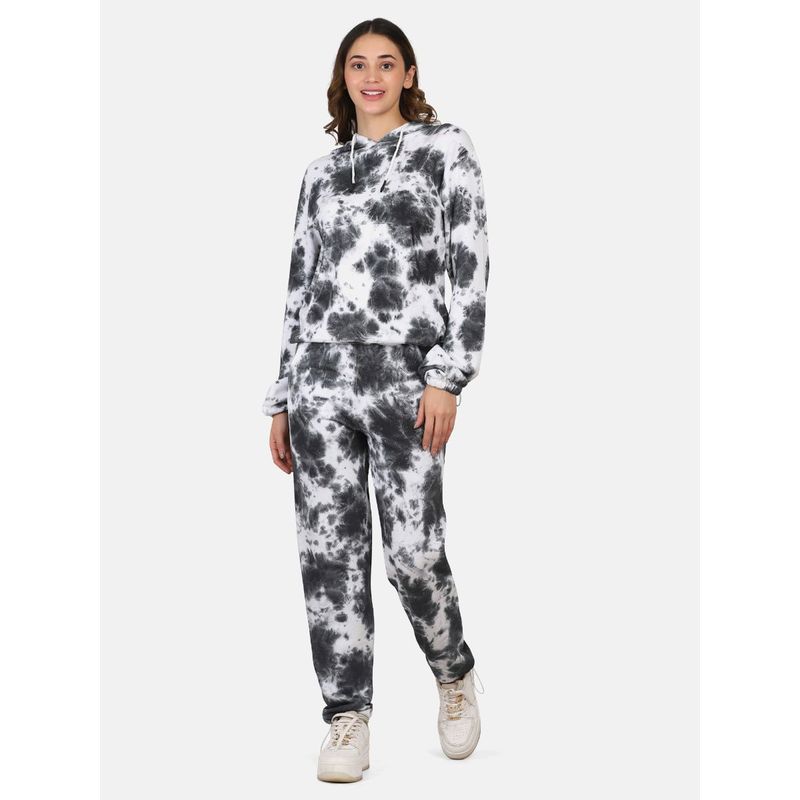 Aesthetic Bodies Women Tie-Dye Hoodie Co-Ord's Black and White (36)