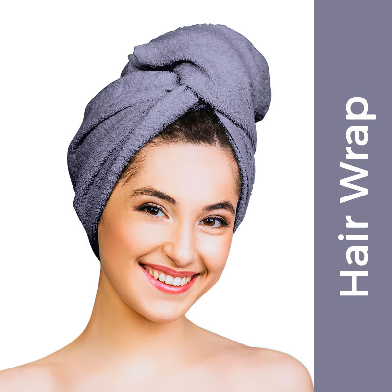 Nykaa Naturals Microfiber Hair Wrap for Frizz Free & Shiny Hair - Grey