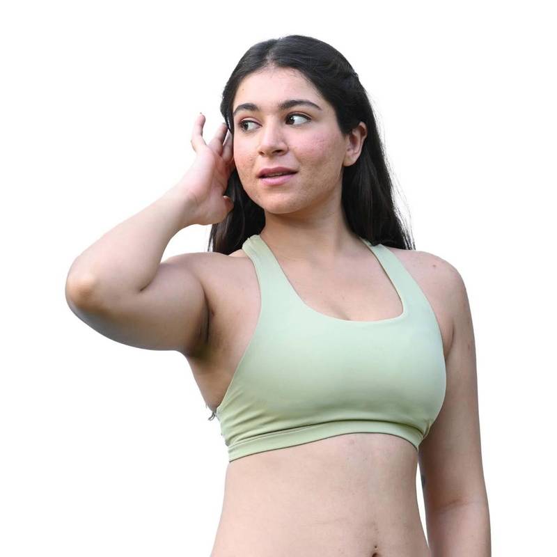 TFW High Support Sports Bra with Strappy Back Green (S)