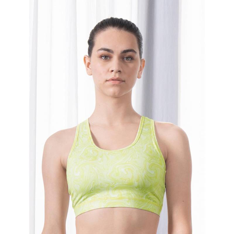 SOIE Womens Medium Impact Quick Dry Racerback Athleisure Sports Bra Green (L)