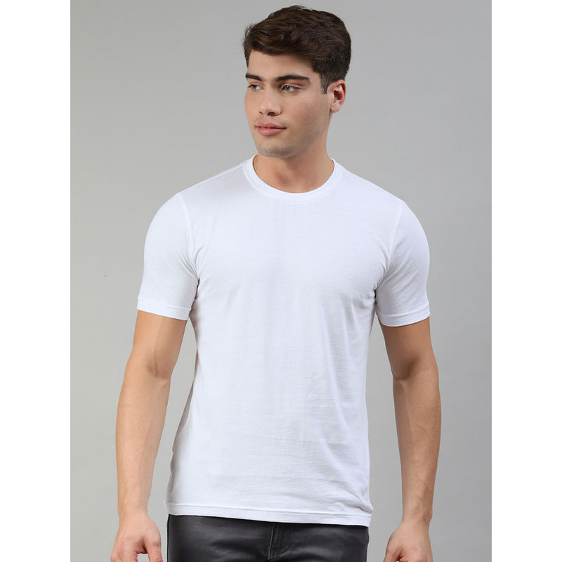 Huetrap Mens No Shrink White Round Neck Short Sleeve T-Shirt (S)
