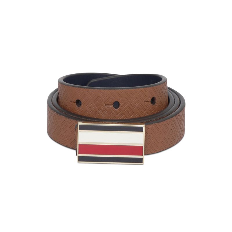 Tommy Hilfiger Women Dercee Reversible Belt - Tan & Navy (S)