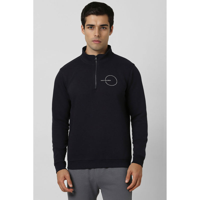 Van Heusen Men Navy Graphic Print Round Neck Sweatshirt (M)