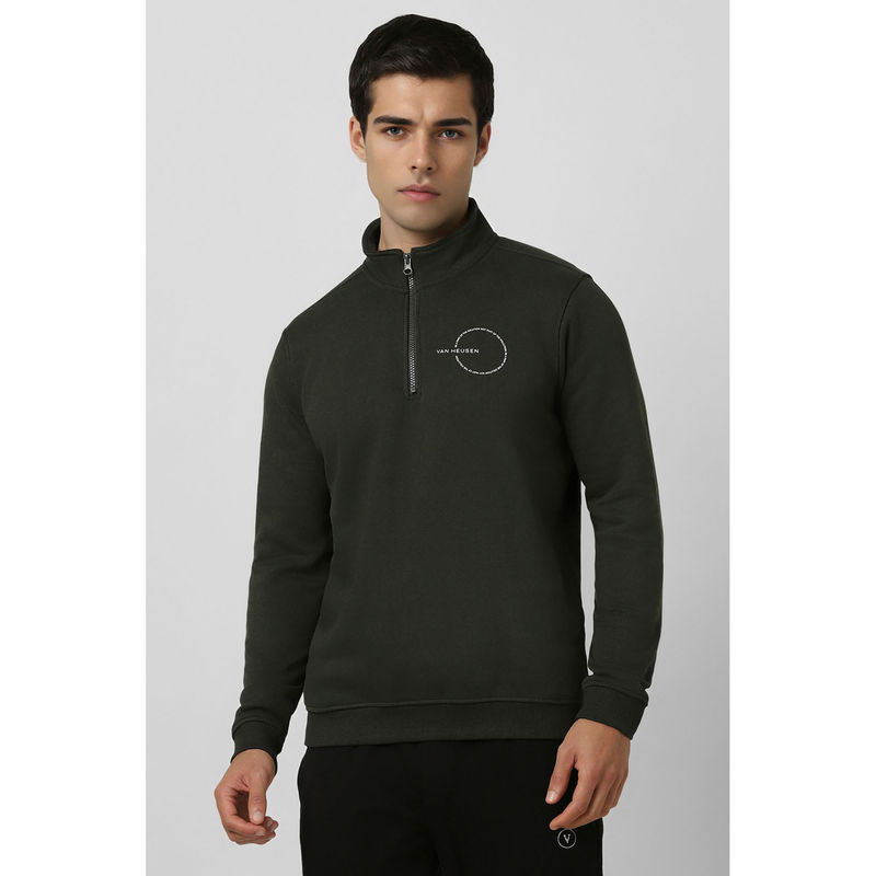 Van Heusen Men Green Graphic Print Round Neck Sweatshirt (2XL)