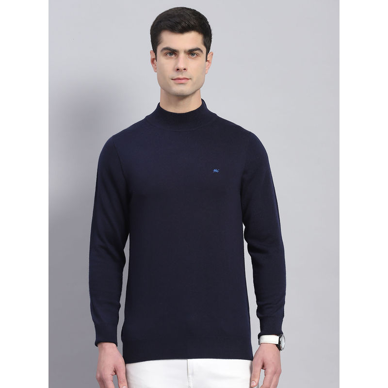 Monte Carlo Mens Navy Blue Solid Turtle Neck Full Sleeve Pull Over Sweater (3XL)