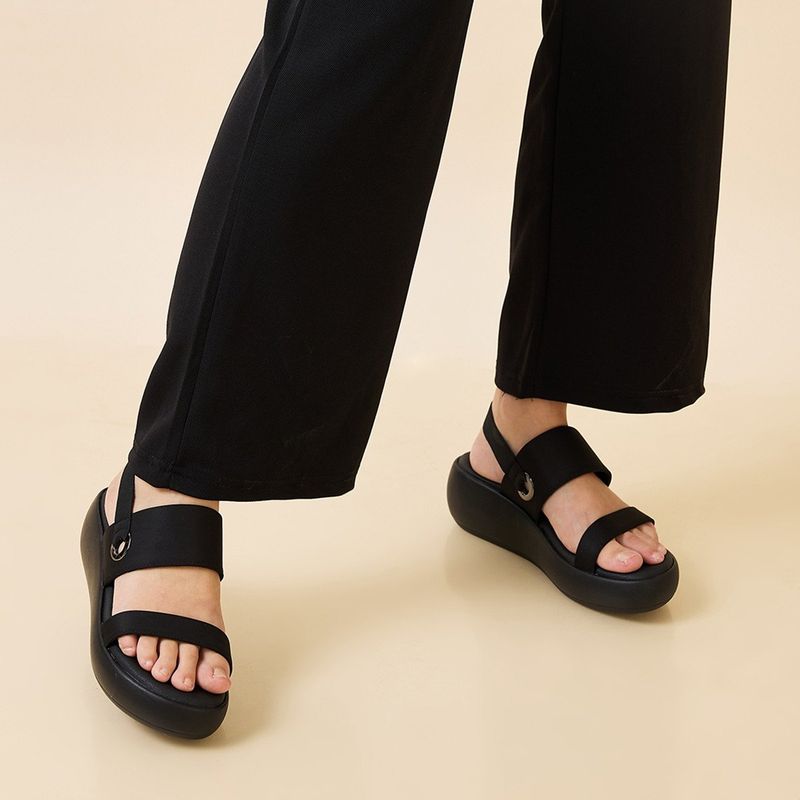 ROCIA Women Black Casual Smart Wedges Heels (EURO 38)