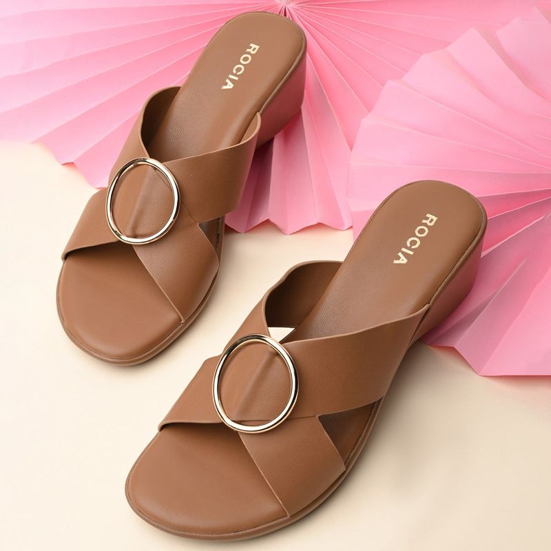 ROCIA Women Brown Casual Daily Sandals Heels (EURO 36)