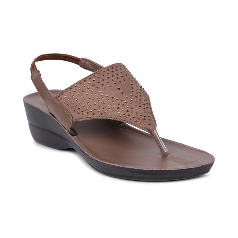 Buy Bata Embellished Brown Wedges Online