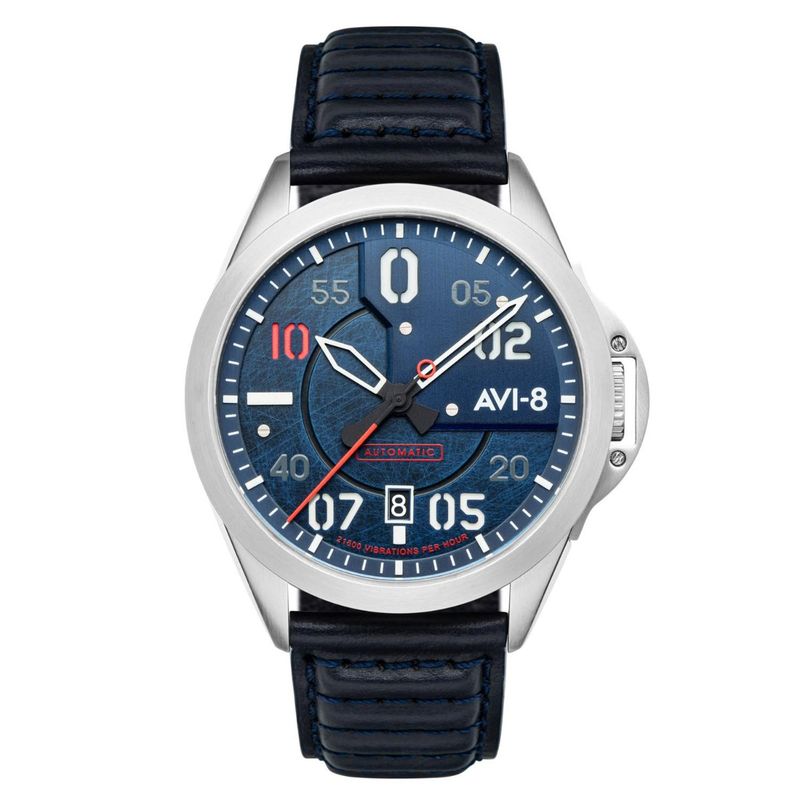 Buy AVI-8 P-51 Mustang Automatic Blue Round Dial Mens Watch - Av