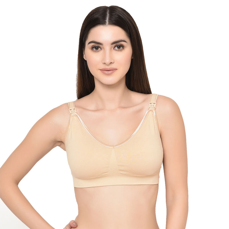 Mamma Presto Wirefree Lightly Padded Maternity Feeding Bra - Beige (32D)