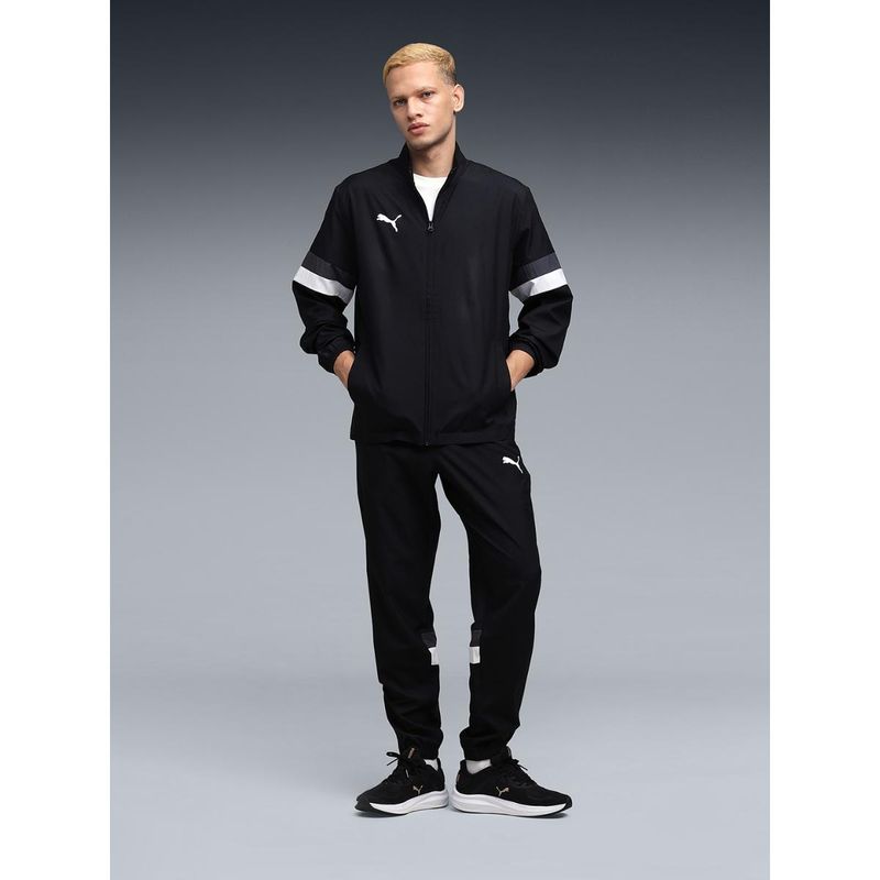 Puma Black Solid Regular Fit Jacket and Joggers (L)