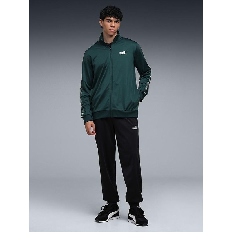 Puma Green Solid Regular Fit Jacket and Joggers (S)