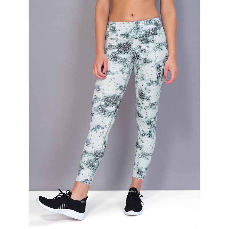 Technosport White Printed Skinny Fit Tights (M)